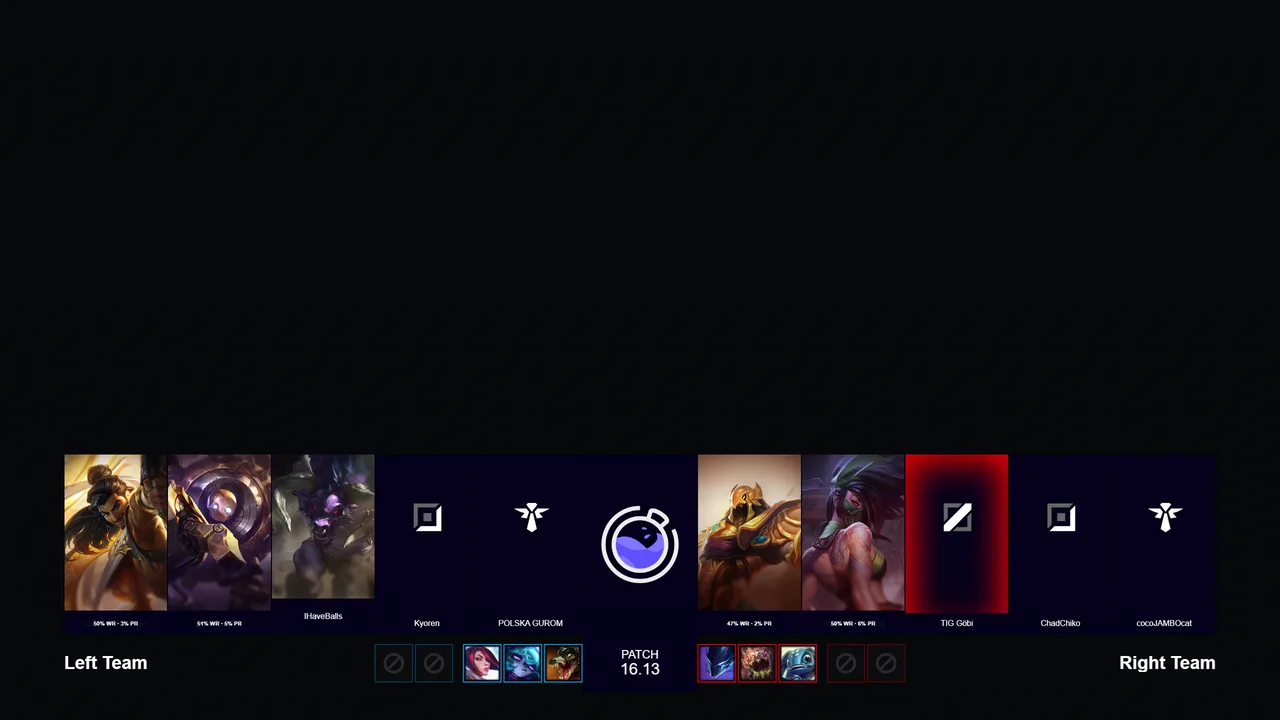 League Broadcast champion select graphics